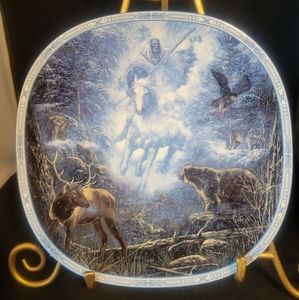 VTG Bradford Exchange 1993 "Snow Rider" limited ed. Collection plate w/certific.